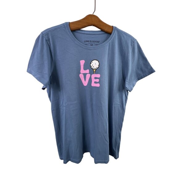 Life Is Good Womens Size Medium Short Sleeve Vintage Blue Crusher Tee - Picture 1 of 6